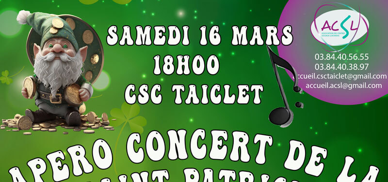 Apéro Concert De La St Patrick - Samedi 16 Mars - 18h00 - Centres ...