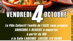 Bannière du visuel du couscous à emporter le vendredi 4 octobre