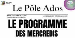 Bannière du programme des mercredis du pôle ados novembre et decembre